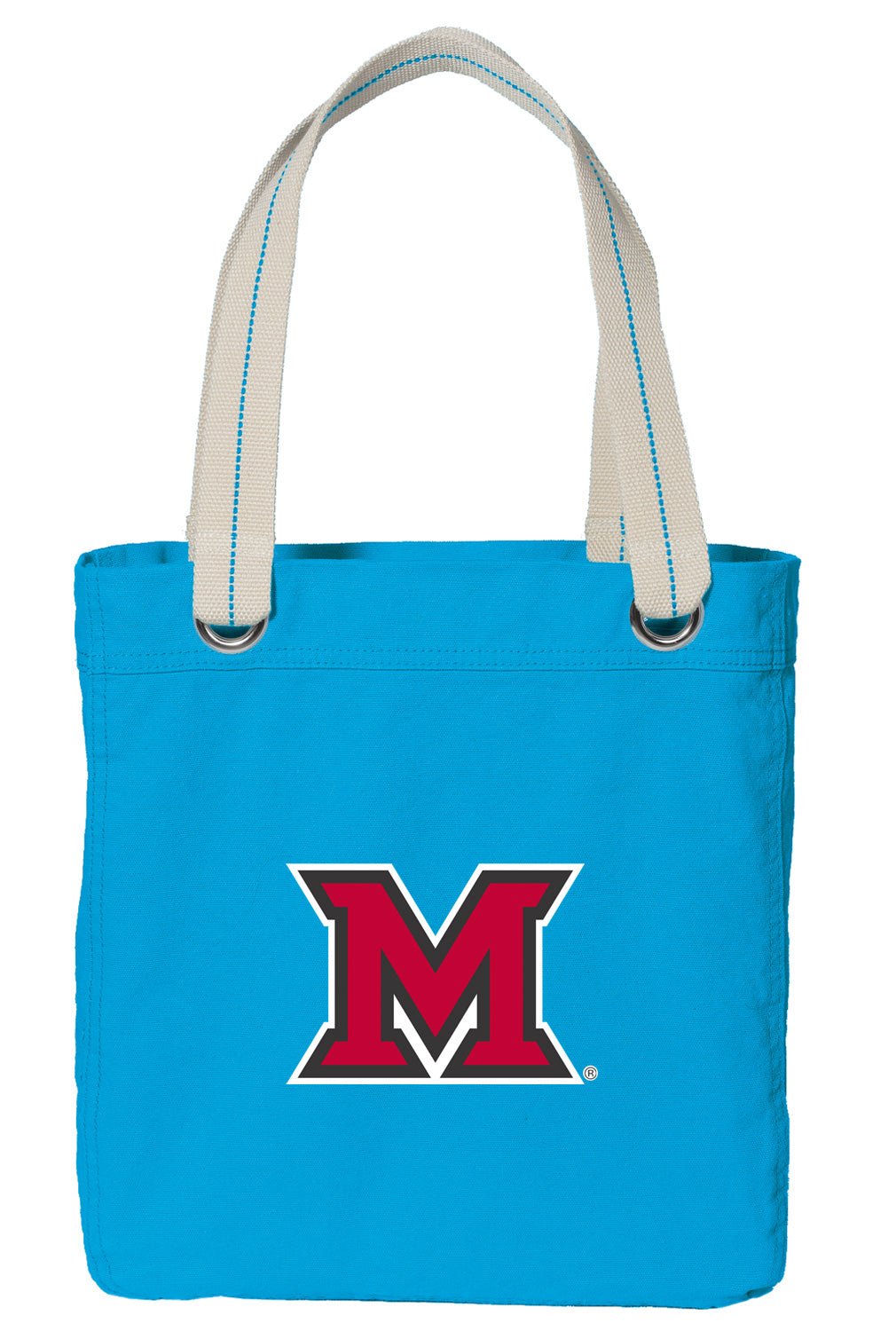 Miami University Tote Bag Miami of Ohio Deluxe Canvas Shoulder Bag Light Blue