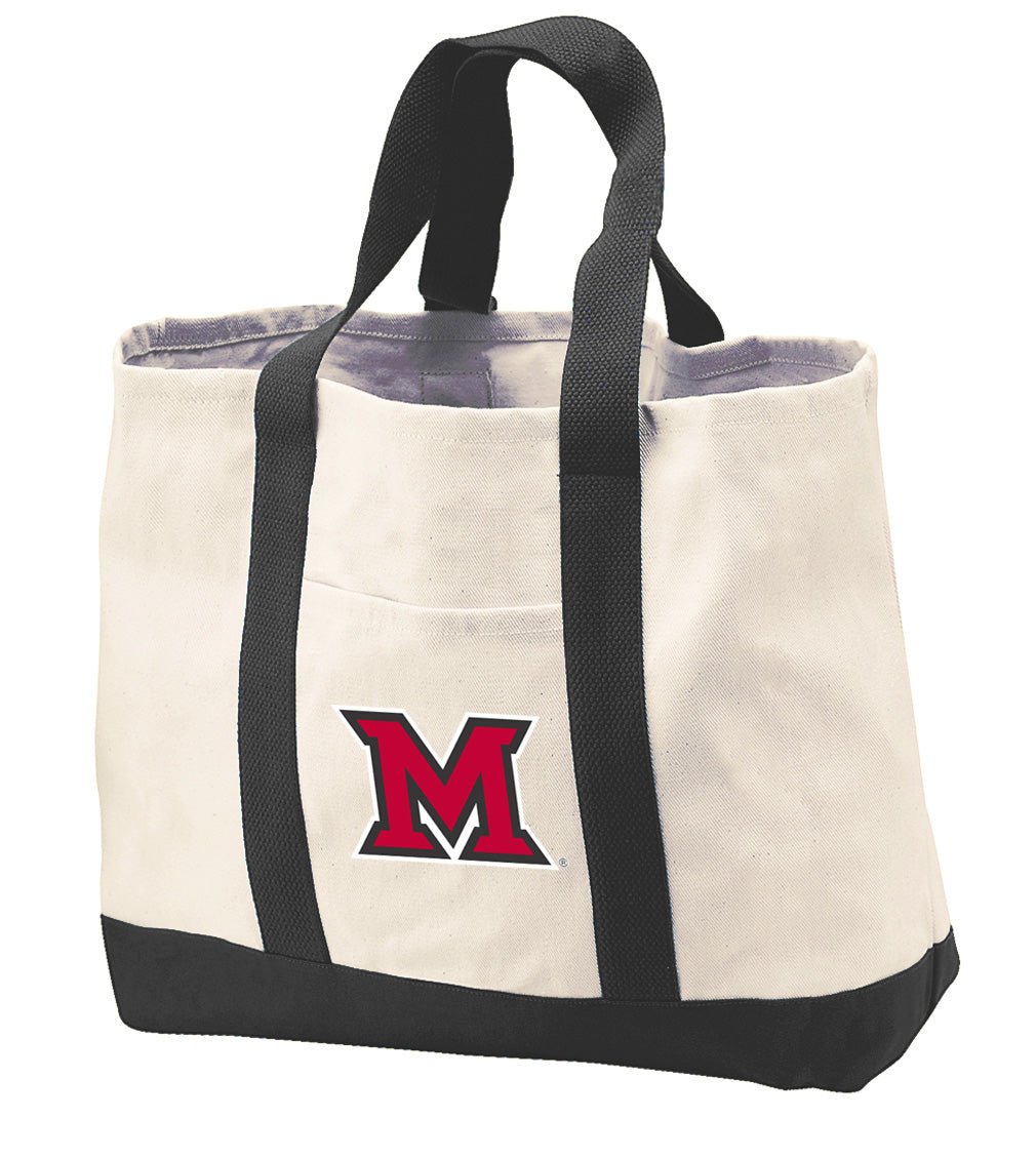 Miami University Canvas Tote Bag Miami University RedHawks Classic Tote Black