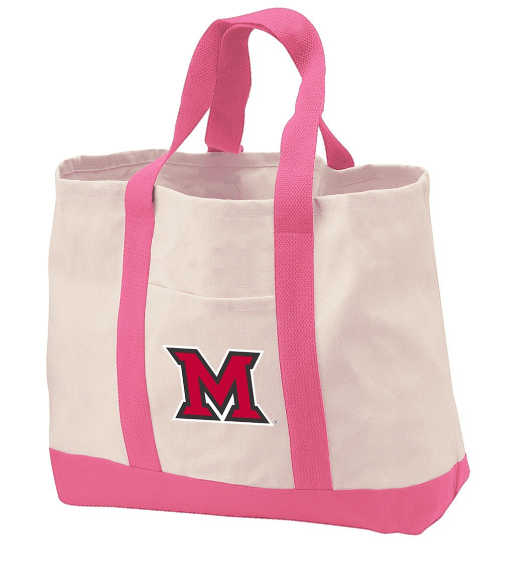 Miami University Canvas Tote Bag Miami University RedHawks Classic Tote Pink