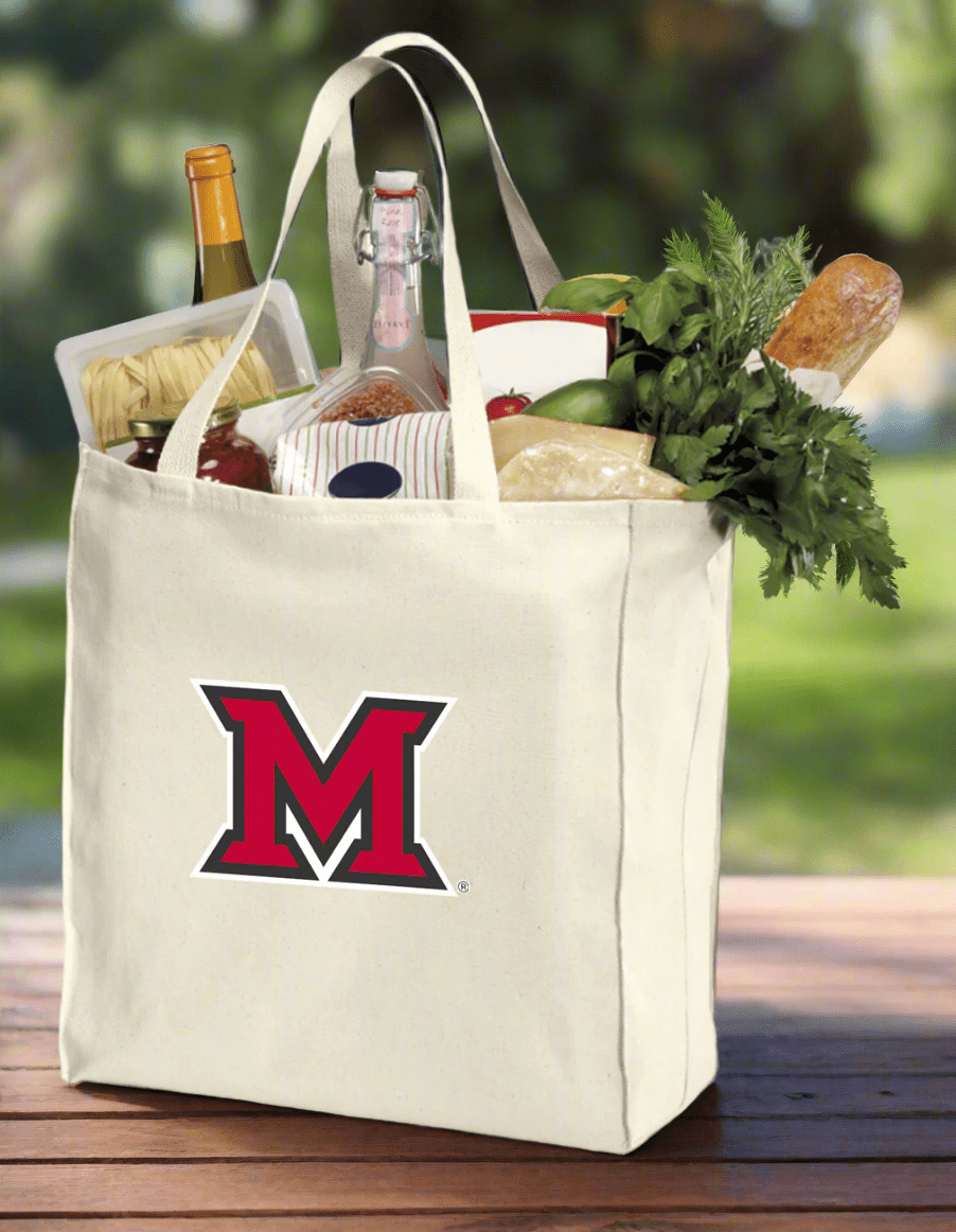 Miami University Grocery Shopping Bags 2 PC SET Reusable Cotton Bags