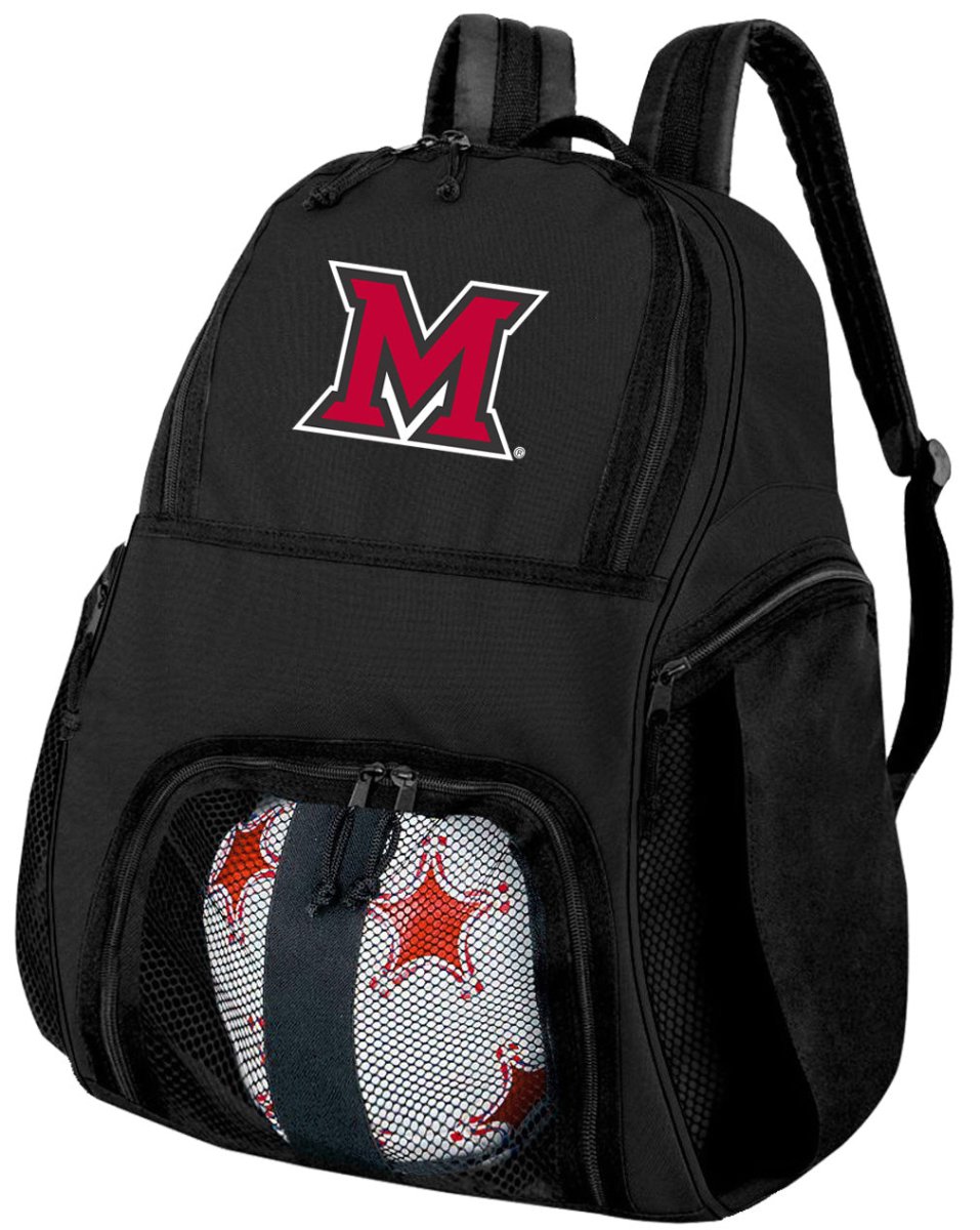 Miami University Soccer Ball Backpack or Miami of Ohio Volleyball Sports Gear Bag Black