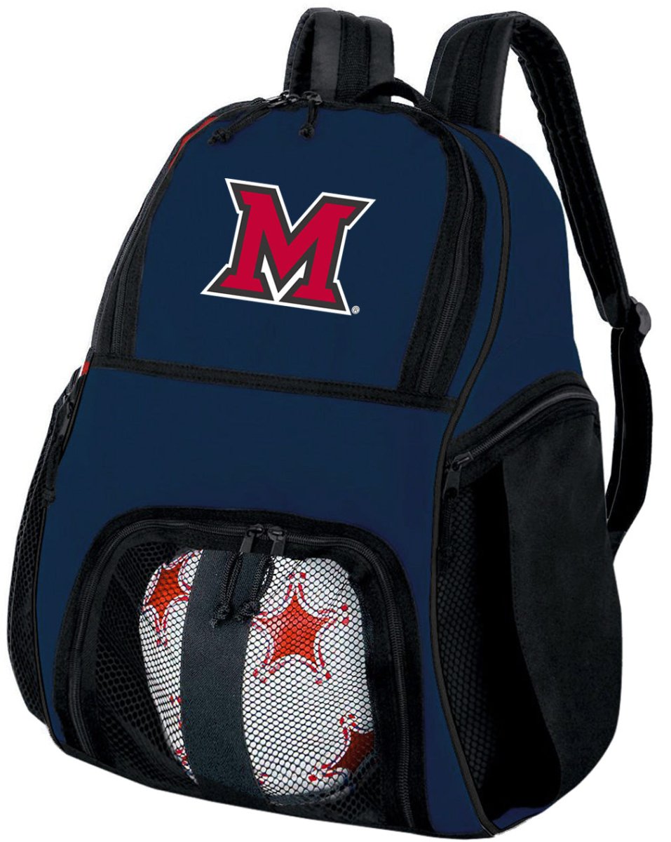 Miami University Soccer Ball Backpack or Miami of Ohio Volleyball Sports Gear Bag Navy