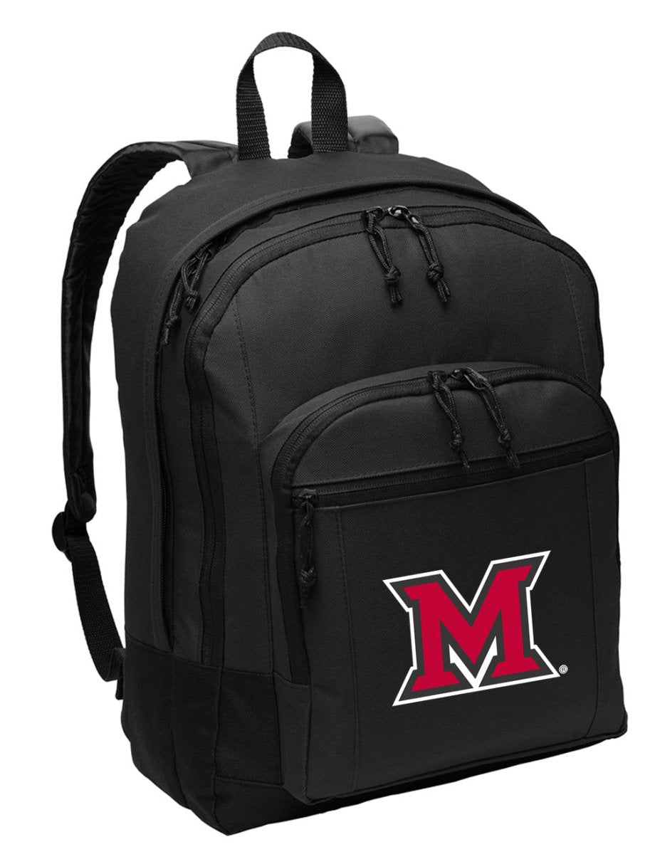 Miami University Backpack Miami RedHawks Medium Classic Style Backpack Black