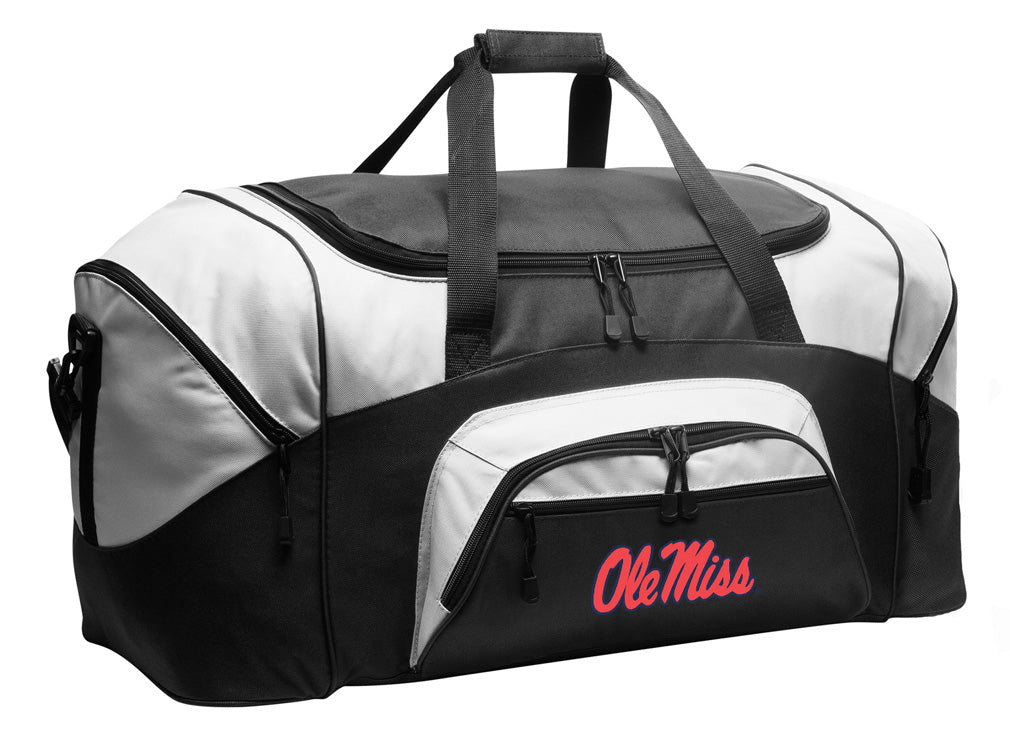 Ole Miss Duffel Bag Large University of Mississippi Gym, Travel & Suitcase-Style Gear Bag Black