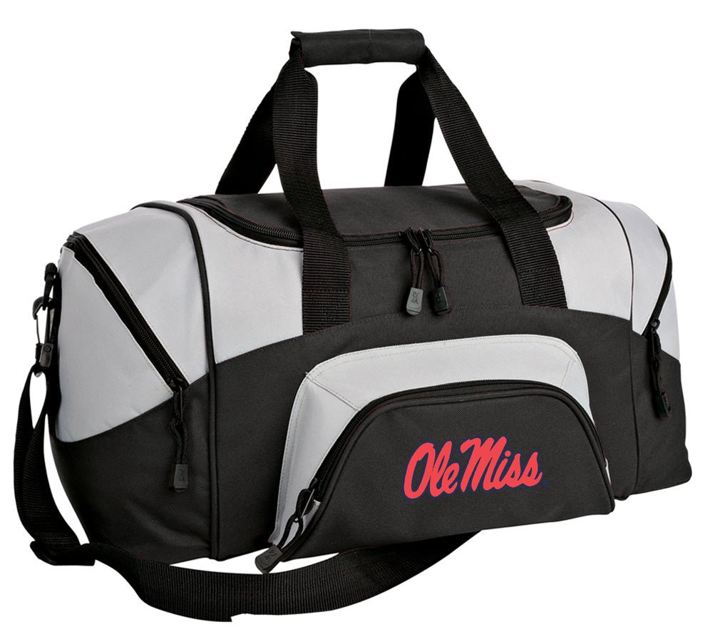 Ole Miss Small Duffel Bag University of Mississippi Carryon Suitcase or Gym Bag Black