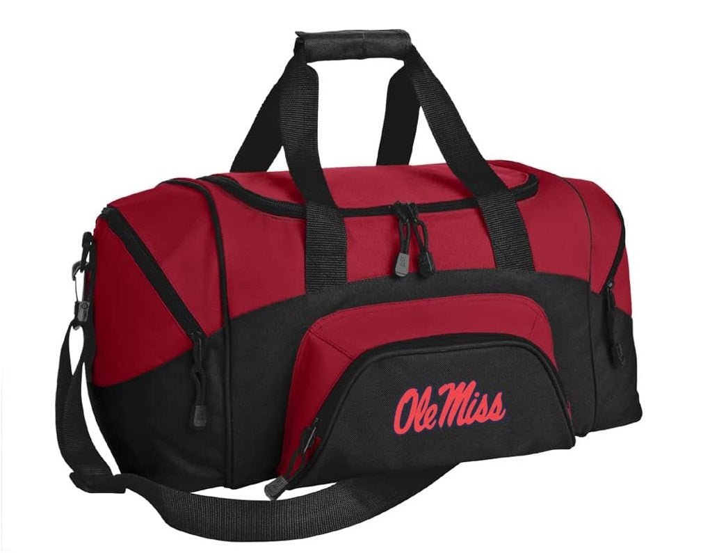 Ole Miss Small Duffel Bag University of Mississippi Carryon Suitcase or Gym Bag Red