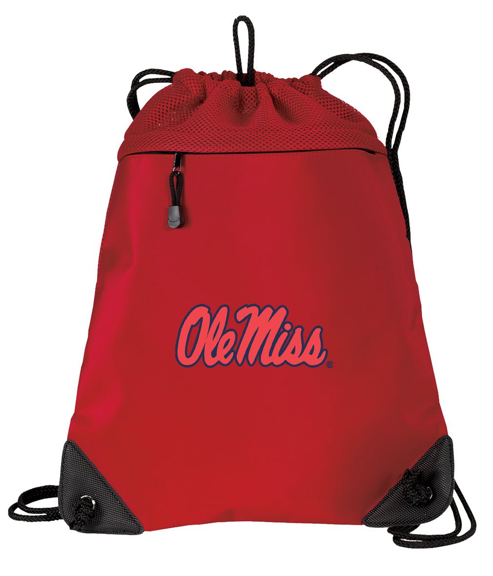 Ole Miss Drawstring Backpack University of Mississippi Cinch Pack - Mesh & Microfiber Red