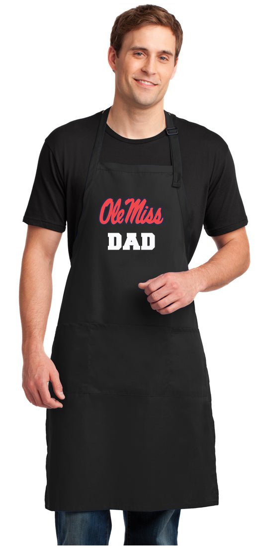 Ole Miss Large Apron University of Mississippi Apron - Adjustable with Pockets Dad on Black