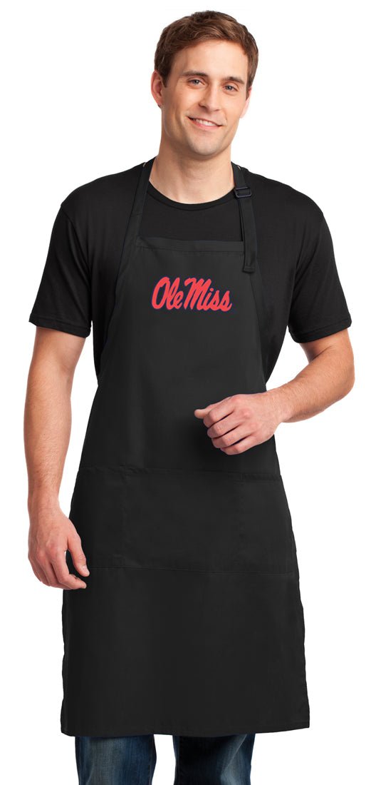 Ole Miss Large Apron University of Mississippi Apron - Adjustable with Pockets Black