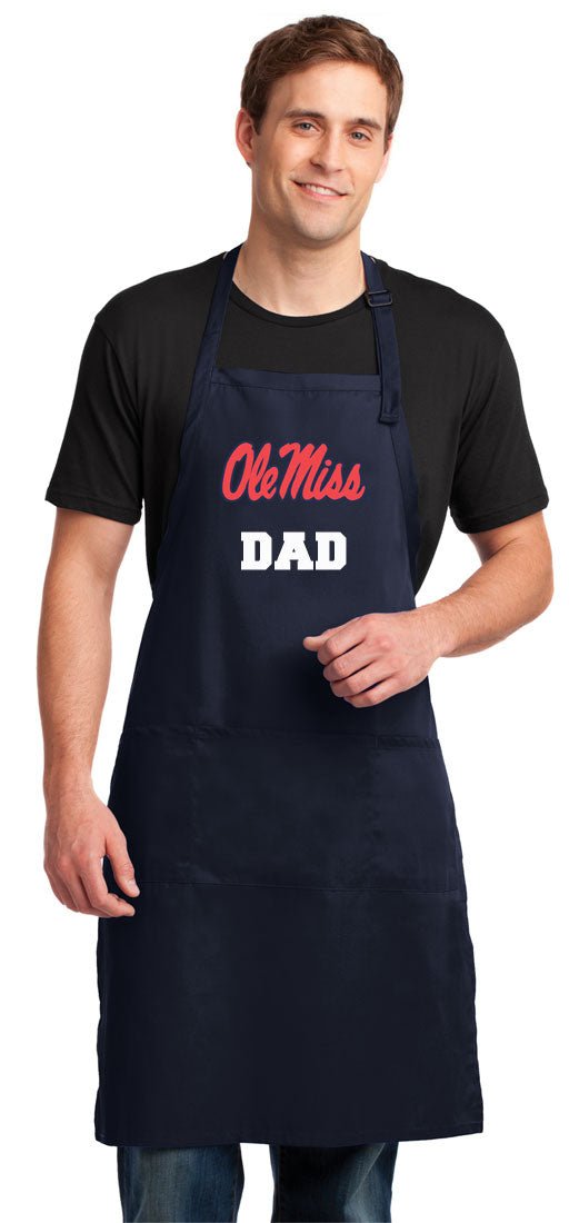 Ole Miss Large Apron University of Mississippi Apron - Adjustable with Pockets Dad on Navy