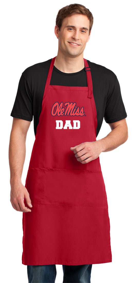 Ole Miss Large Apron University of Mississippi Apron - Adjustable with Pockets Dad on Red