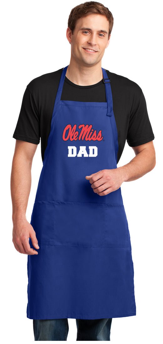 Ole Miss Large Apron University of Mississippi Apron - Adjustable with Pockets Dad on Blue