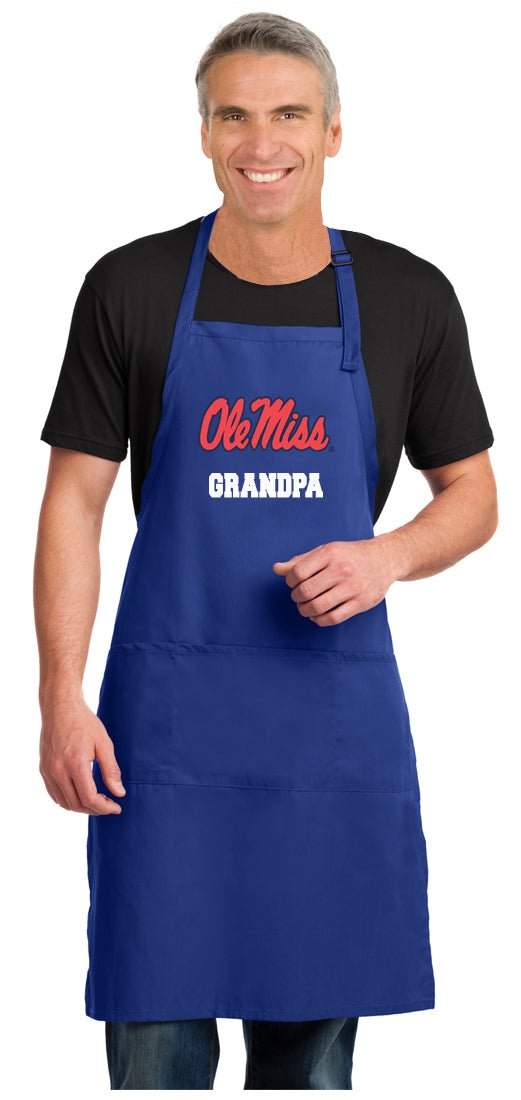 Ole Miss Large Apron University of Mississippi Apron - Adjustable with Pockets Grandpa on Blue