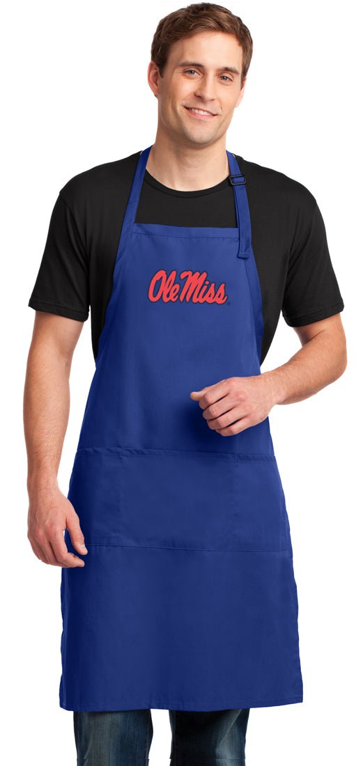 Ole Miss Large Apron University of Mississippi Apron - Adjustable with Pockets Blue