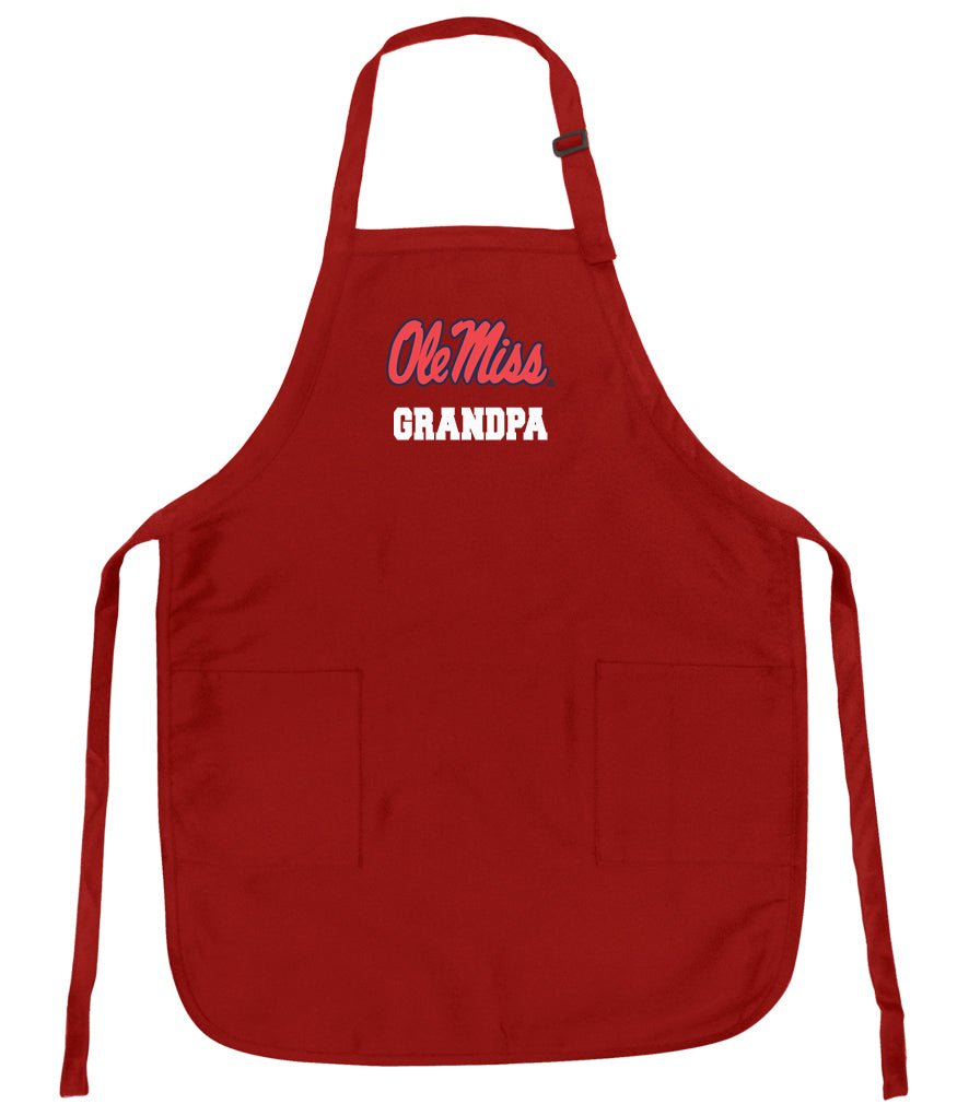 Ole Miss Apron University of Mississippi Apron - Stain Resistant Fabric Grandpa on Red