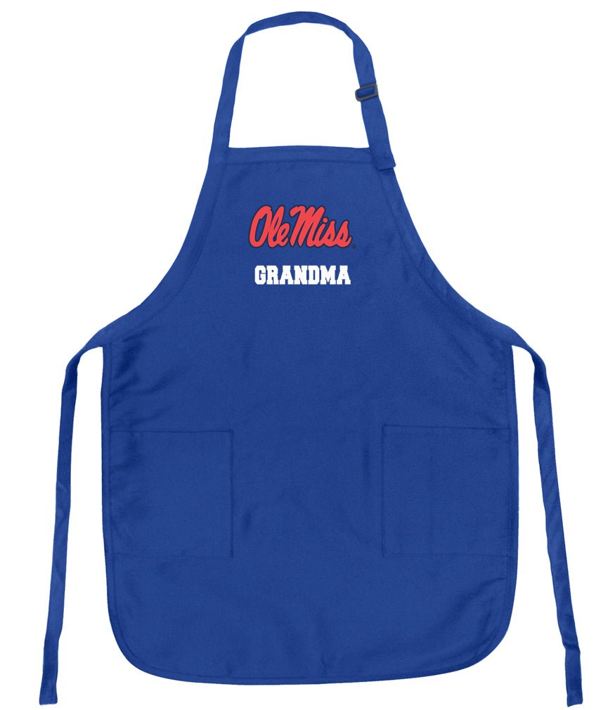 Ole Miss Apron University of Mississippi Apron - Stain Resistant Fabric Grandma on Blue