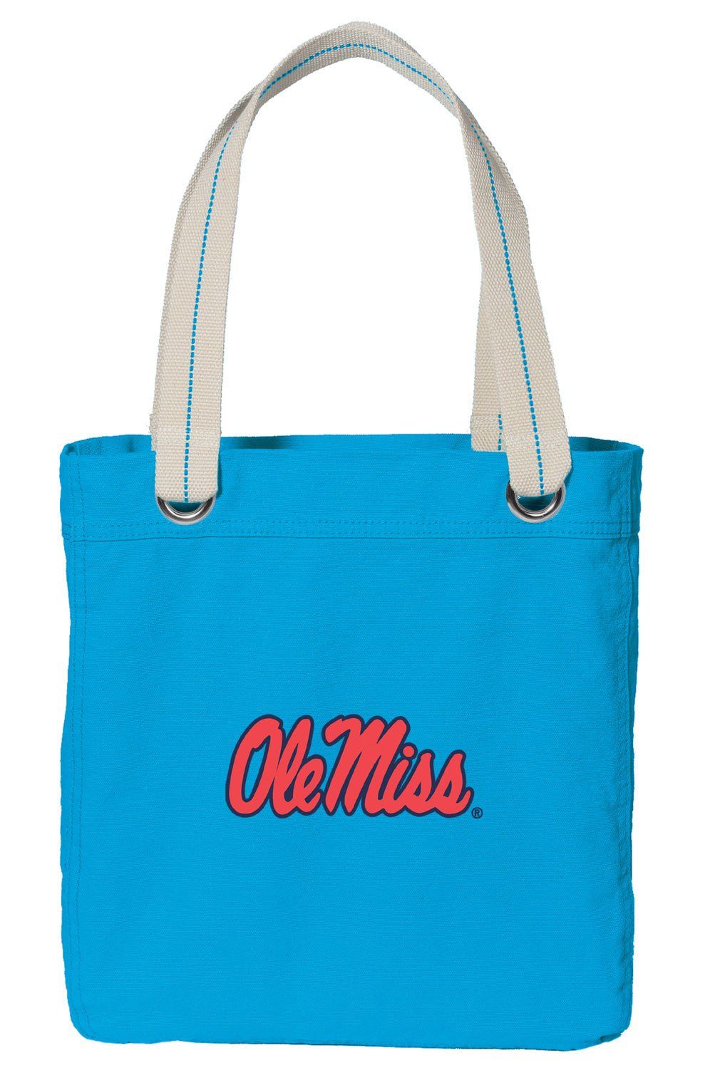 Ole Miss Tote Bag University of Mississippi Deluxe Canvas Shoulder Bag Light Blue