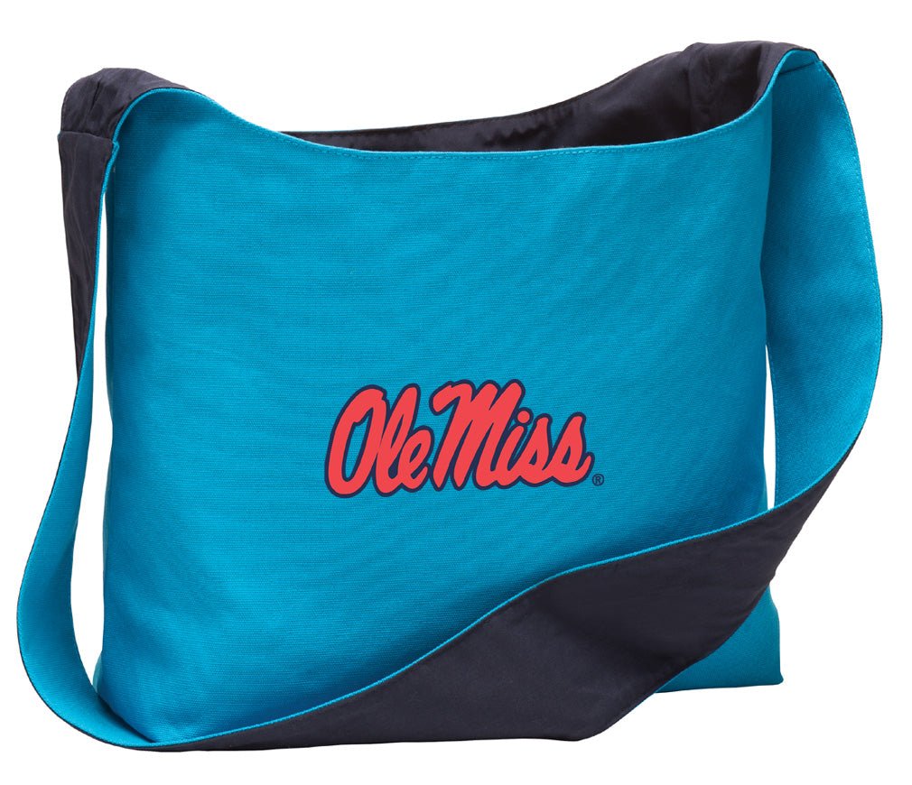 Ole Miss Cross Body Bag University of Mississippi Shoulder Tote Bag - Sling Style Light Blue