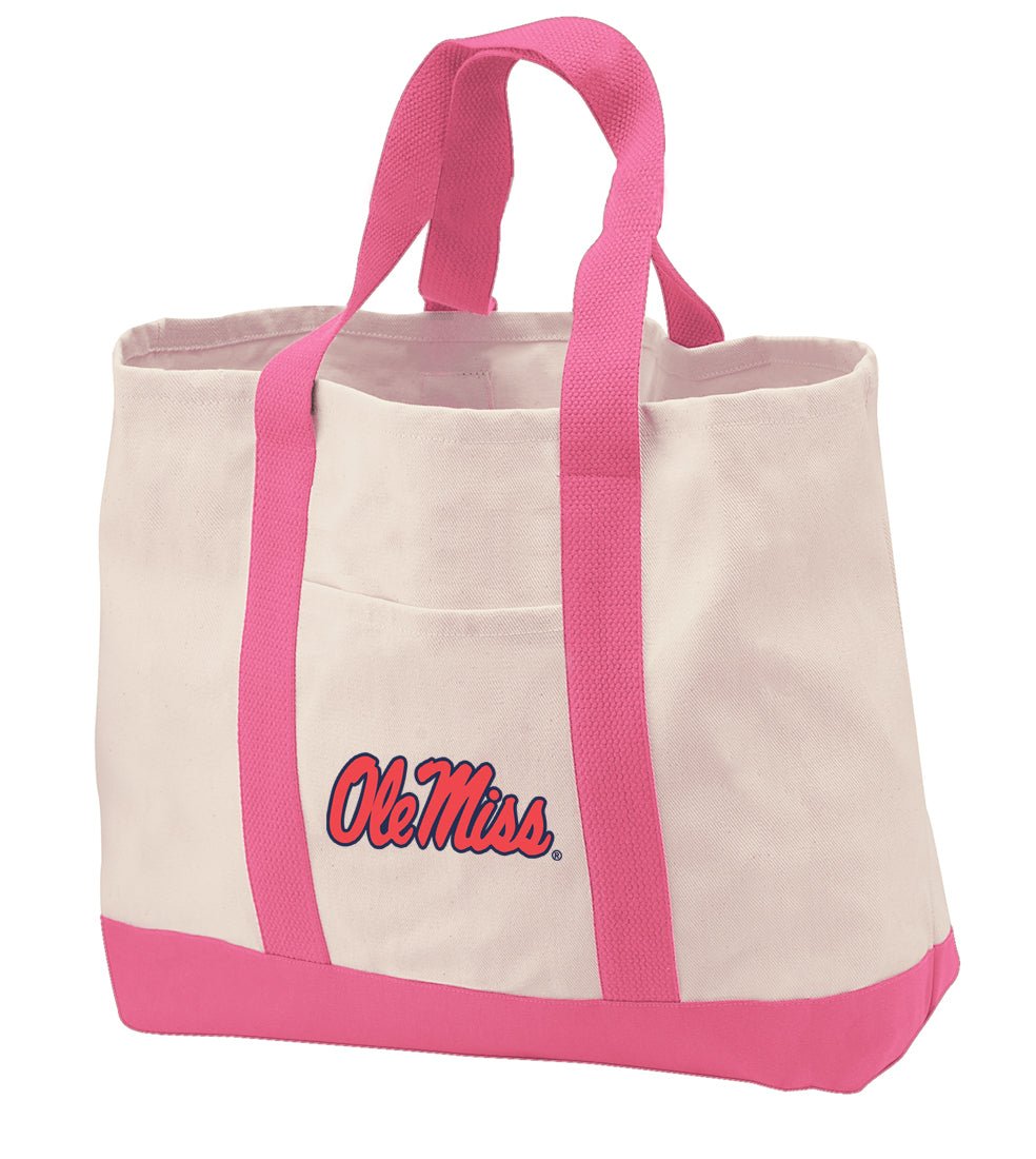 Ole Miss Canvas Tote Bag University of Mississippi Classic Tote Pink