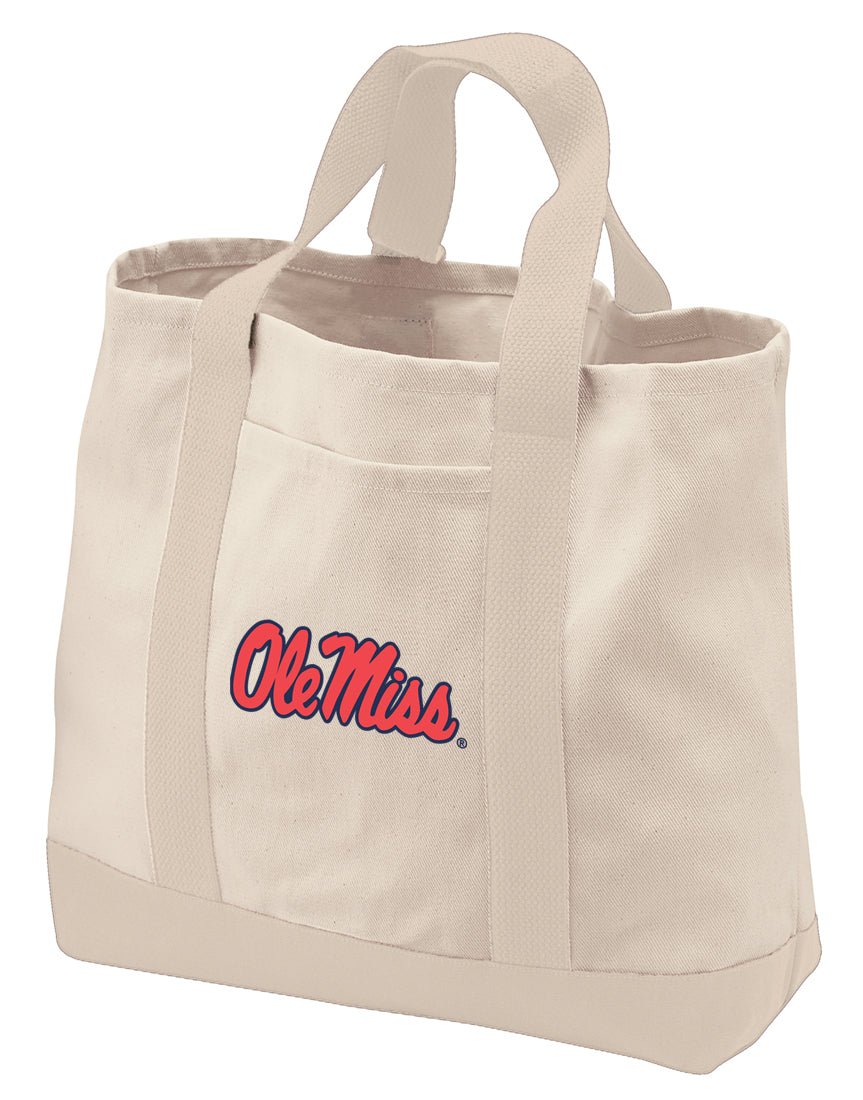 Ole Miss Canvas Tote Bag University of Mississippi Classic Tote Tan