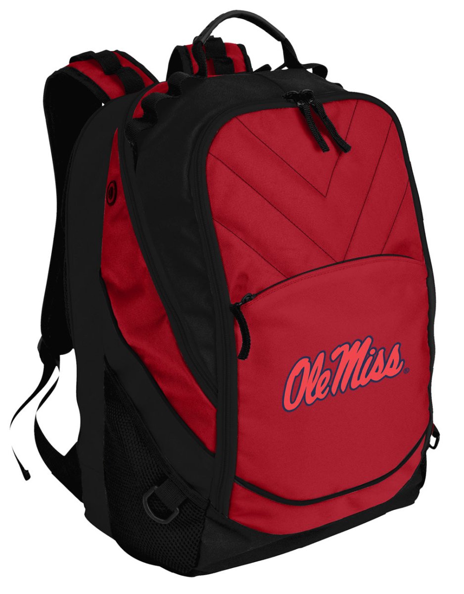 Ole Miss Laptop Backpack – Official Ole Miss Rebels Bookbag – 17" Laptop Sleeve, NCAA School Gear – 600D Polyester Red