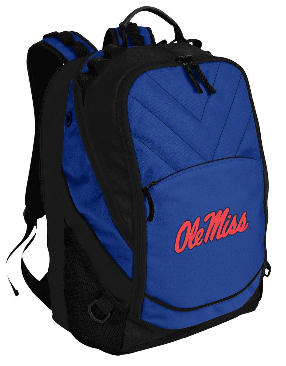 Ole Miss Laptop Backpack – Official Ole Miss Rebels Bookbag – 17" Laptop Sleeve, NCAA School Gear – 600D Polyester Blue