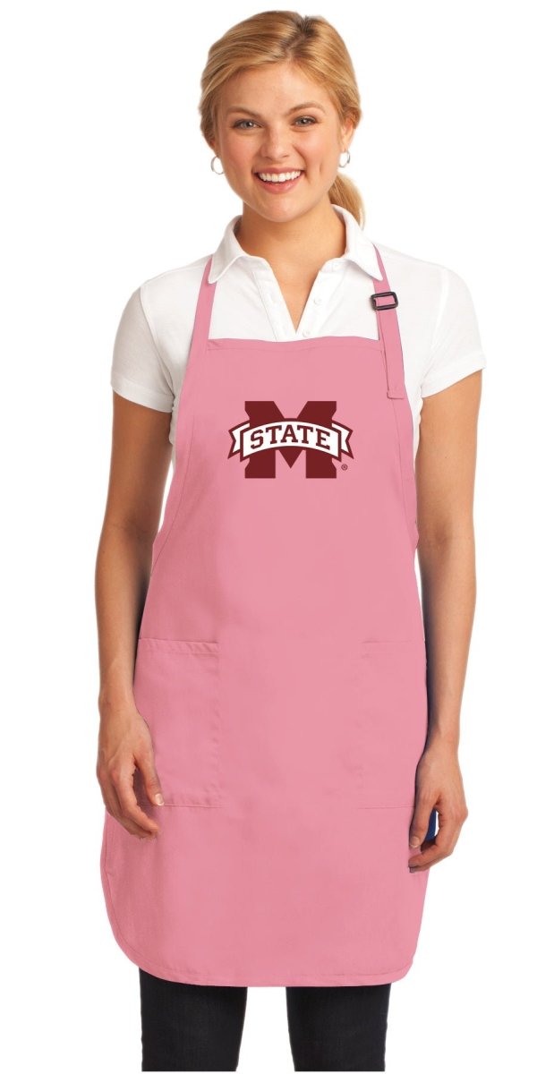 Mississippi State Apron Official MSU Bulldogs Logo Aprons - Stain Resistant Fabric Pink