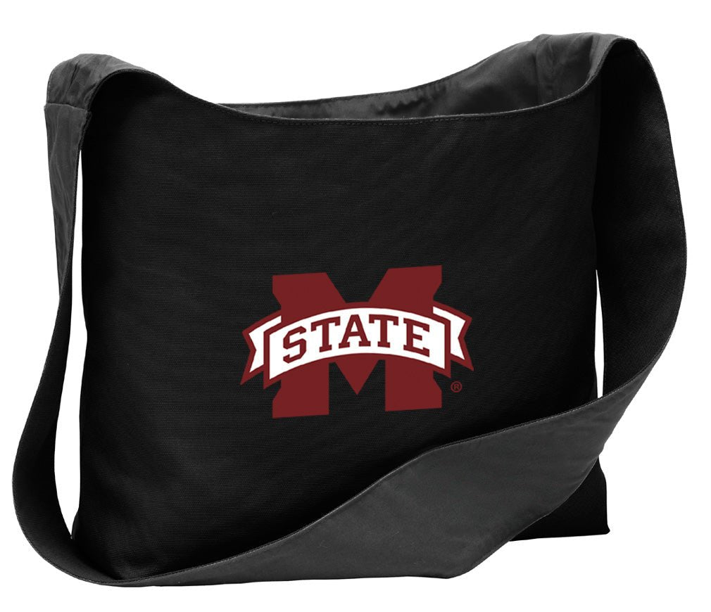 Mississippi State Crossbody Bag – MSU Bulldogs Cotton Canvas Shoulder Tote Black