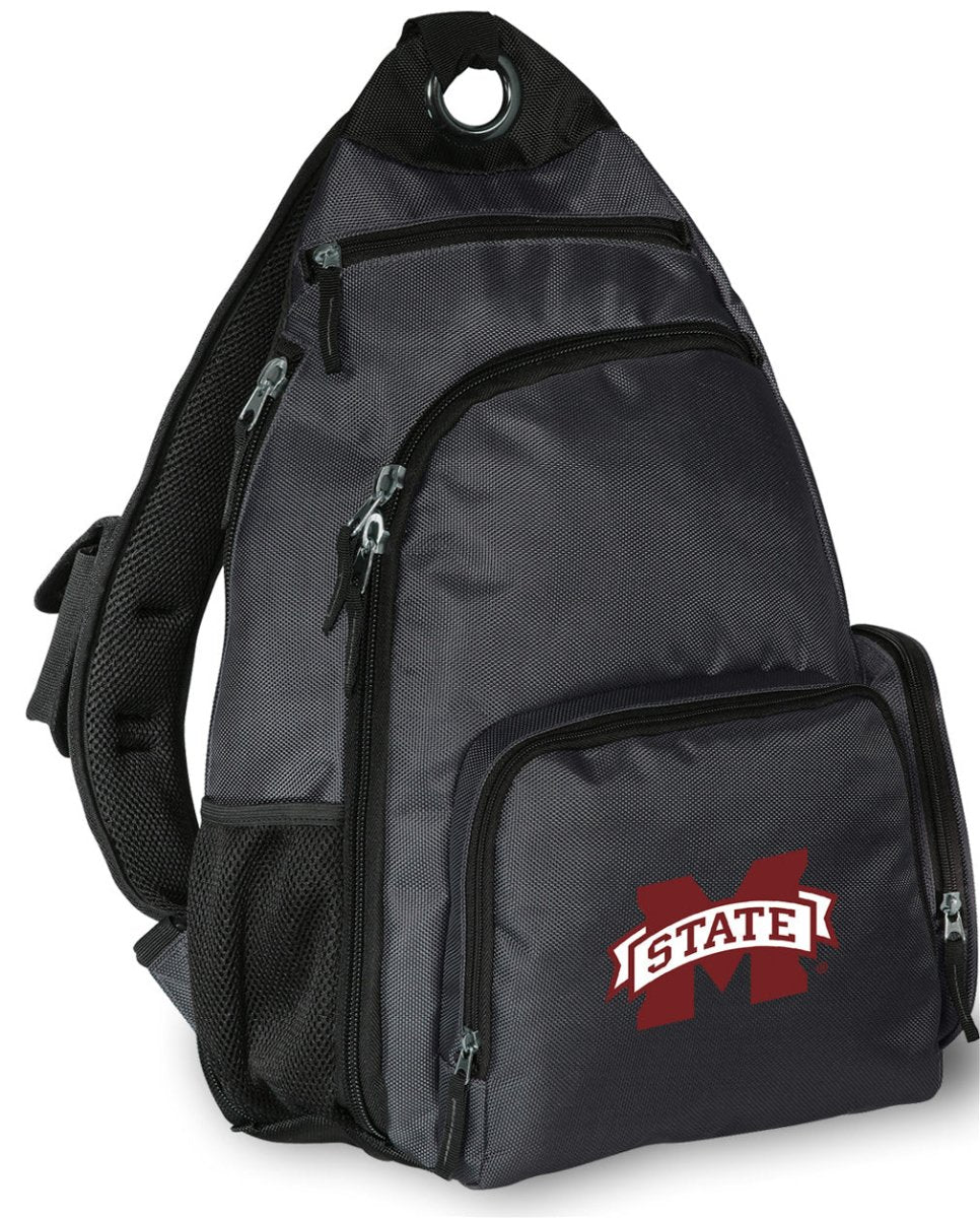 Mississippi State University Sling Backpack MSU Bulldogs Crossbody Bag Gray