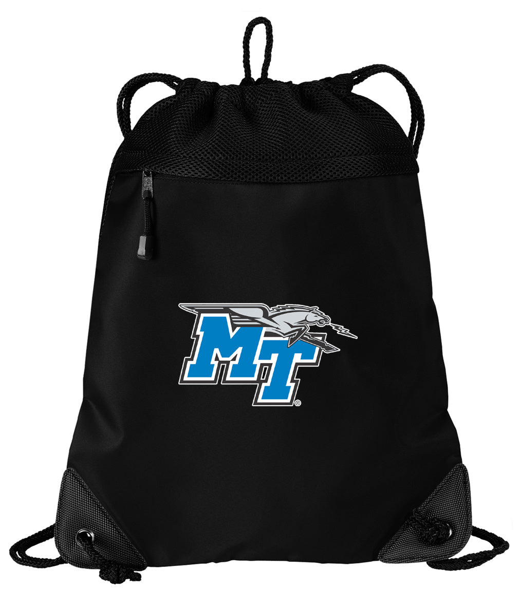 Middle Tennessee Drawstring Backpack MTSU Cinch Pack - Mesh & Microfiber Black