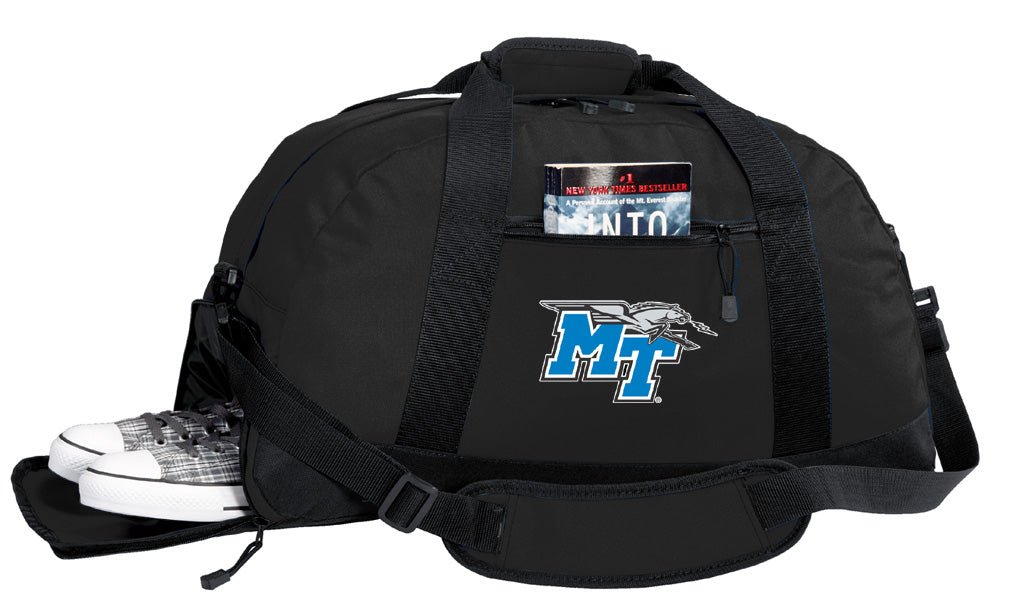 Middle Tennessee Duffel Bag – Official Blue Raiders Medium Gym & Travel Bag with Shoe Pocket – 600D Polyester Black