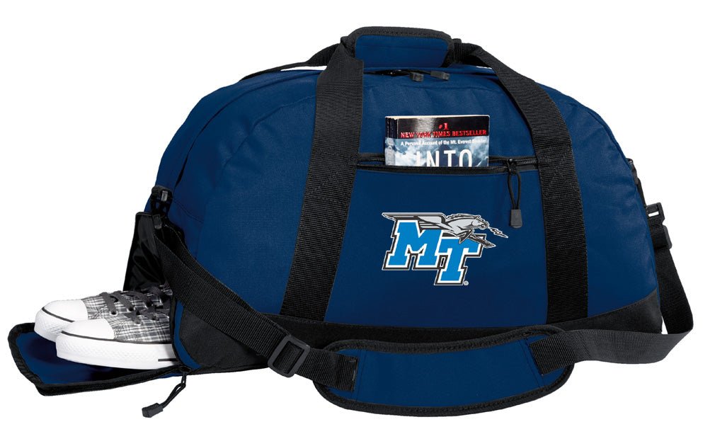 Middle Tennessee Duffel Bag – Official Blue Raiders Medium Gym & Travel Bag with Shoe Pocket – 600D Polyester Navy