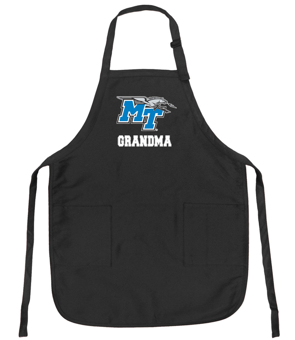 Middle Tennessee Apron MTSU Logo Apron - Stain Resistant Fabric Grandma on Black