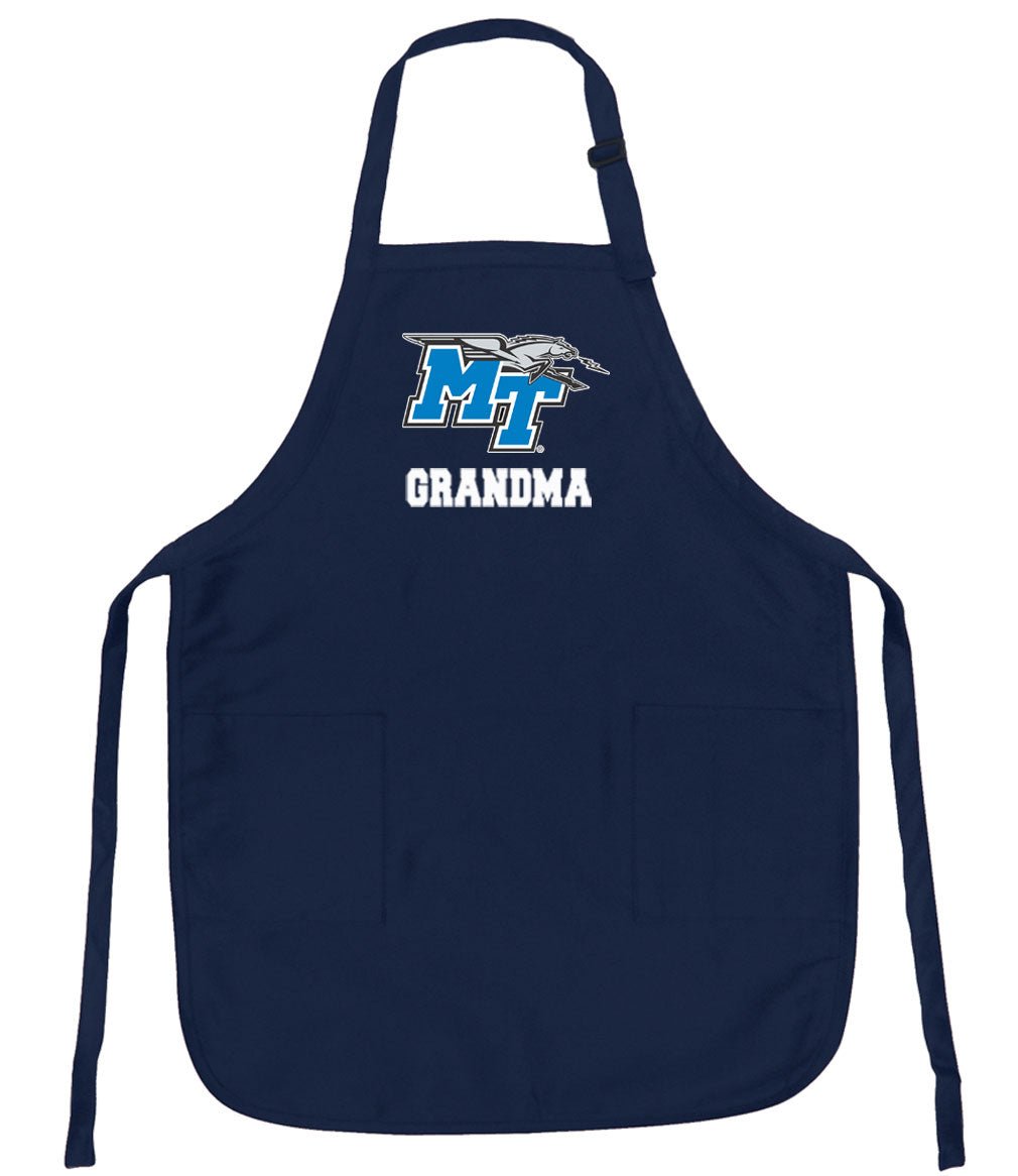 Middle Tennessee Apron MTSU Logo Apron - Stain Resistant Fabric Grandma on Navy