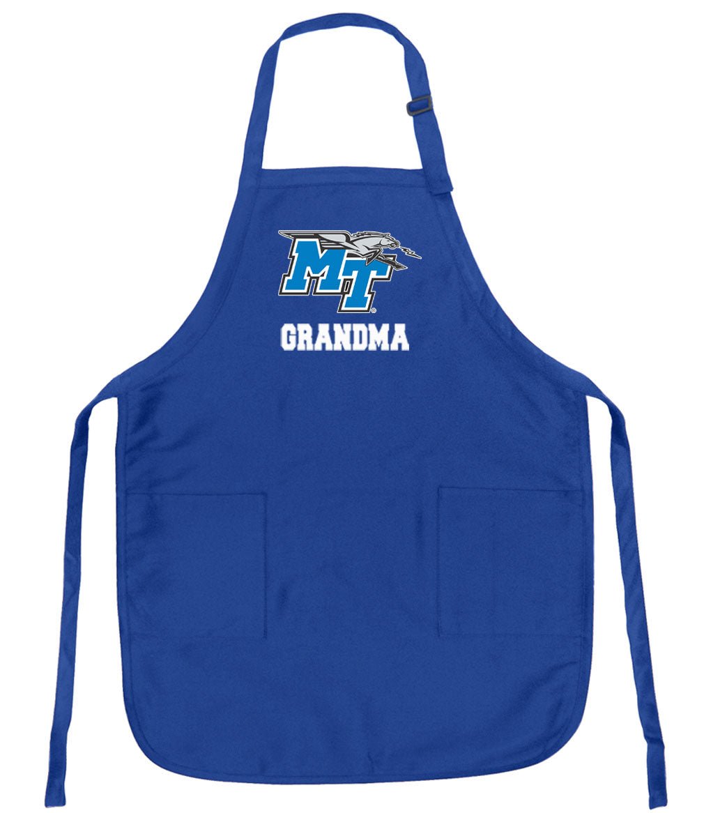 Middle Tennessee Apron MTSU Logo Apron - Stain Resistant Fabric Grandma on Blue