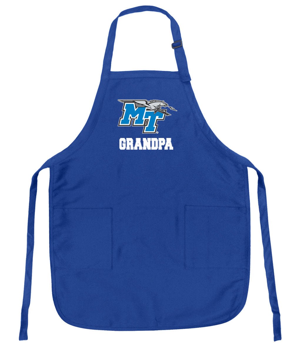 Middle Tennessee Apron MTSU Logo Apron - Stain Resistant Fabric Grandpa on Blue