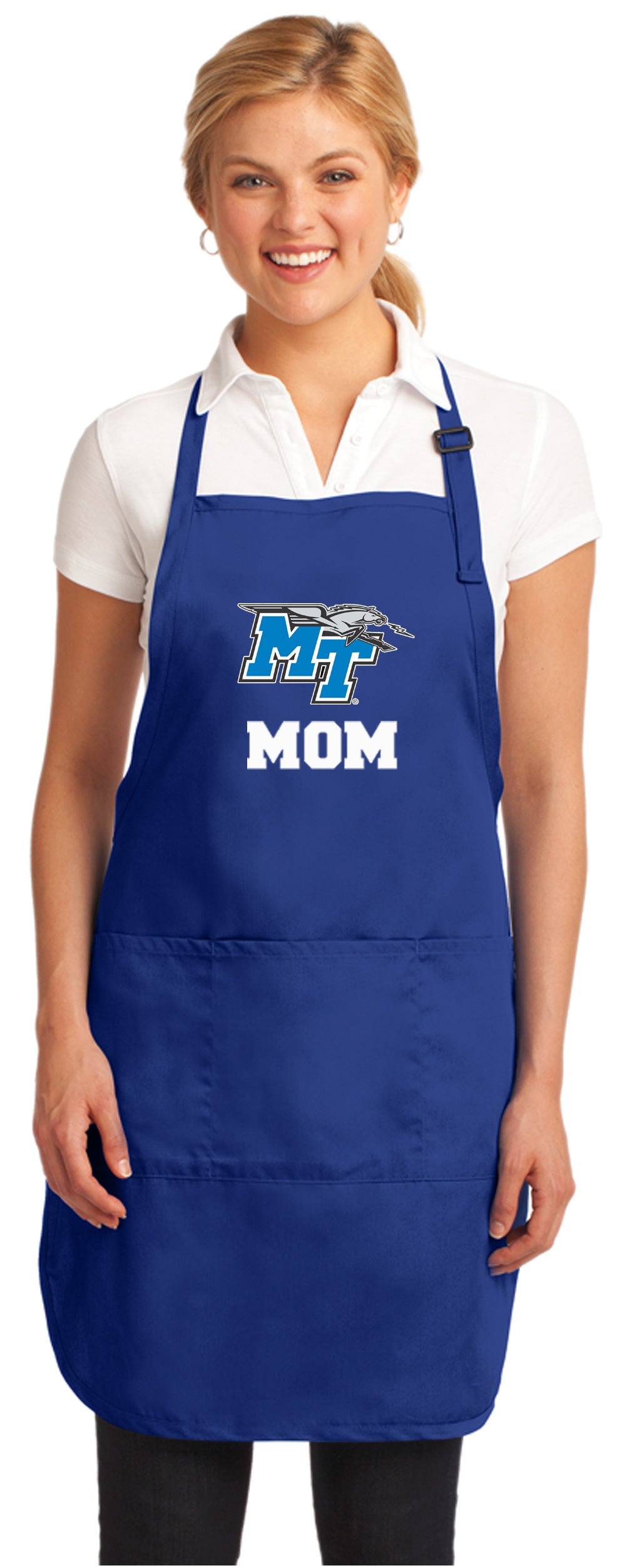 Middle Tennessee Apron MTSU Logo Apron - Stain Resistant Fabric Mom on Blue