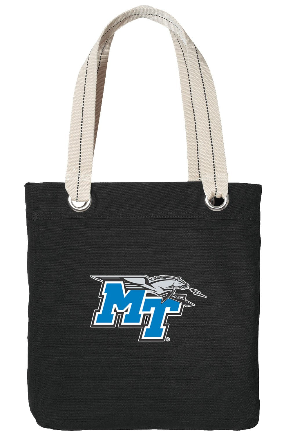 Middle Tennessee Tote Bag MTSU Deluxe Canvas Shoulder Bag Black
