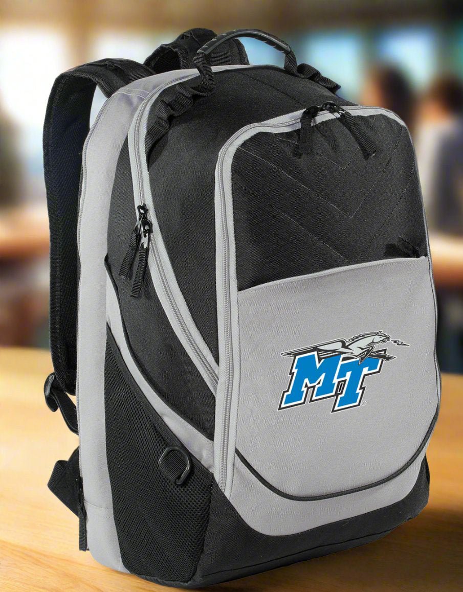 Middle Tennessee Blue Raiders Laptop Backpack – Official MTSU Bookbag – 17" Laptop Sleeve, NCAA School Gear – 600D Polyester Black and Gray