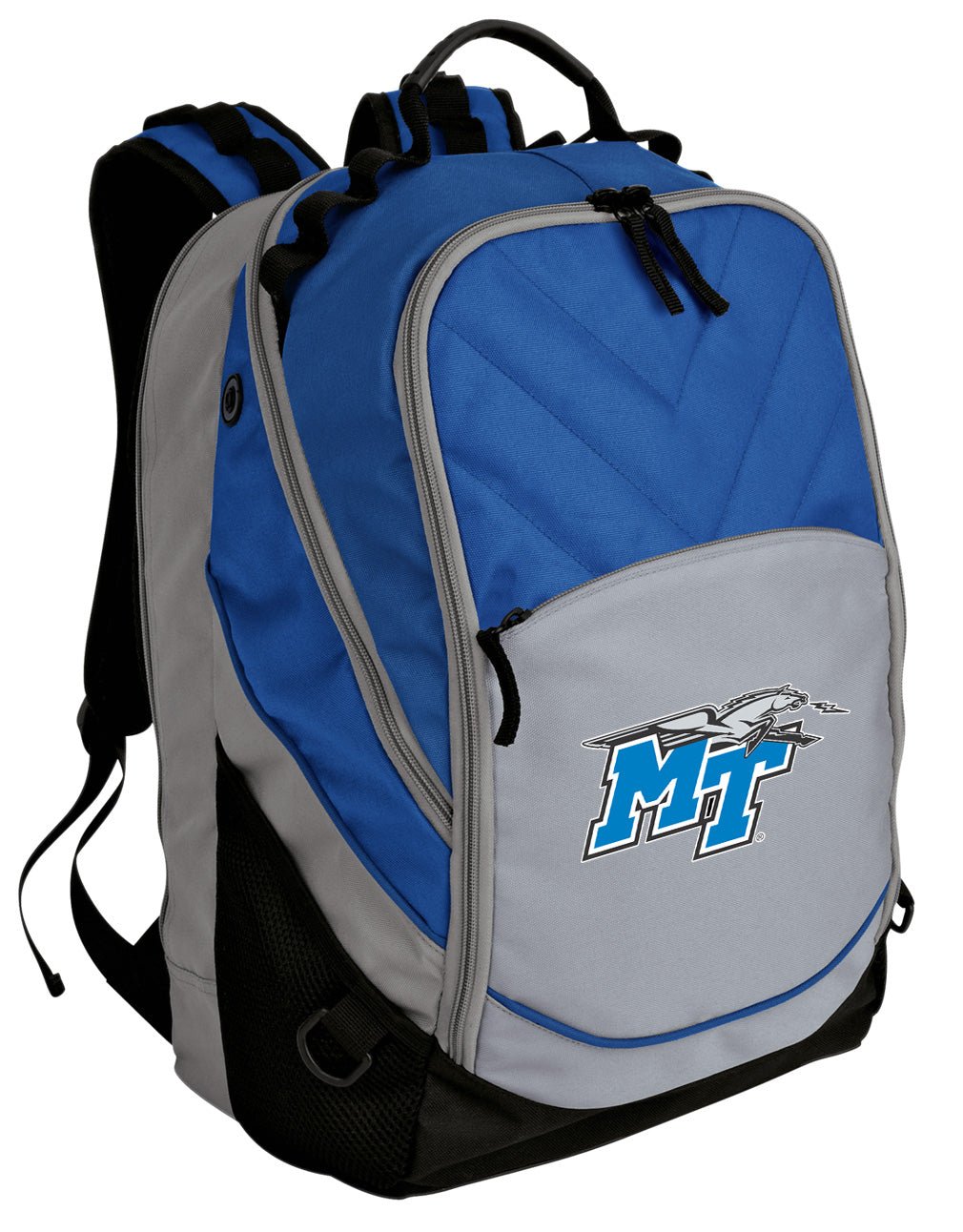 Middle Tennessee Blue Raiders Laptop Backpack – Official MTSU Bookbag – 17" Laptop Sleeve, NCAA School Gear – 600D Polyester Blue and Gray