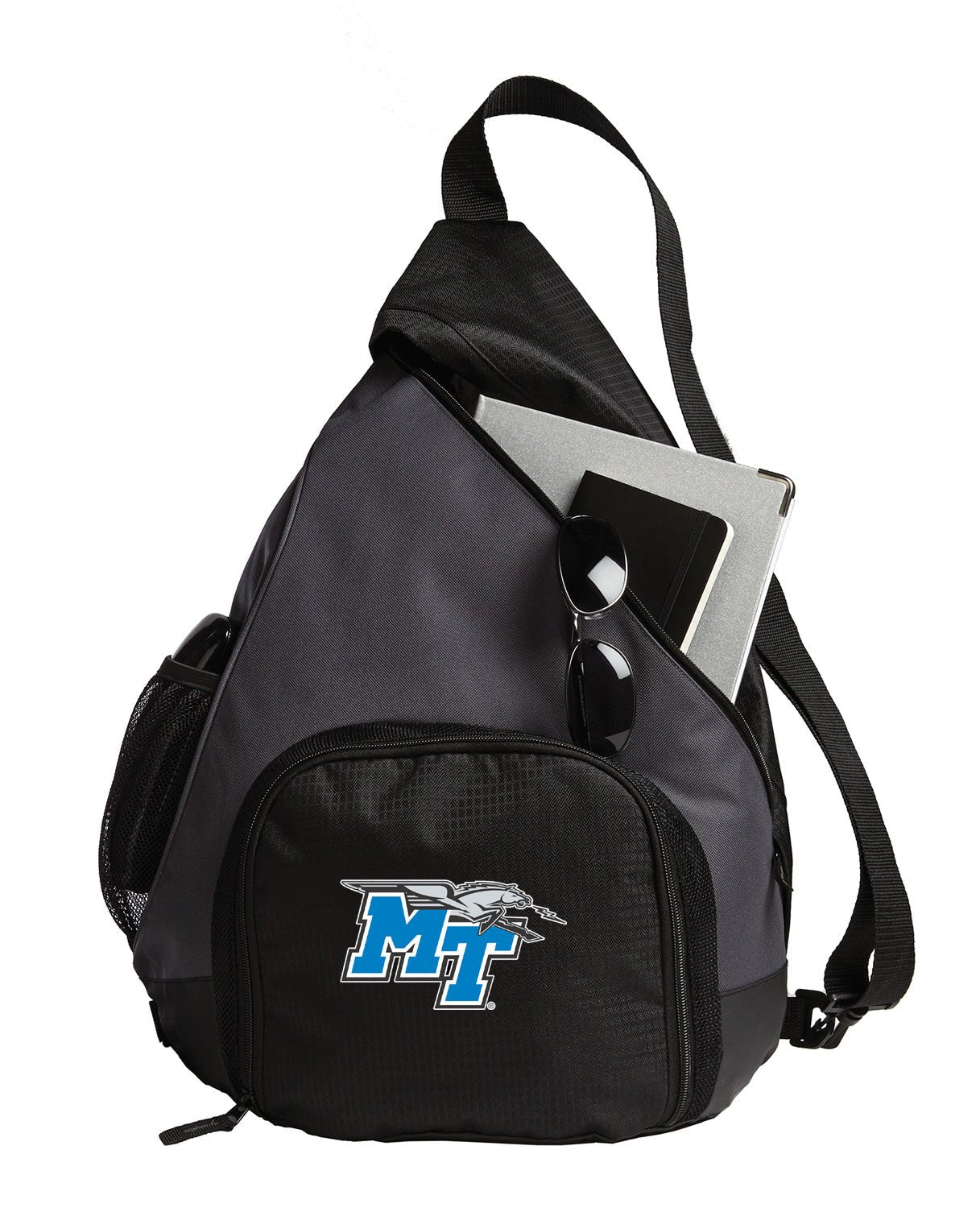 Middle Tennessee Sling Backpack MTSU Bag with Soccer Ball or Volleyball Bag Sports Gear Compartment Practice Bag Black