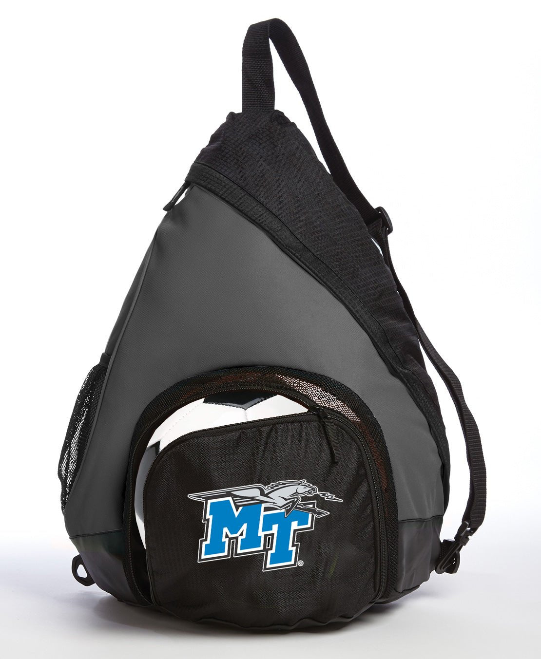 Middle Tennessee Sling Backpack MTSU Bag with Soccer Ball or Volleyball Bag Sports Gear Compartment Practice Bag Black