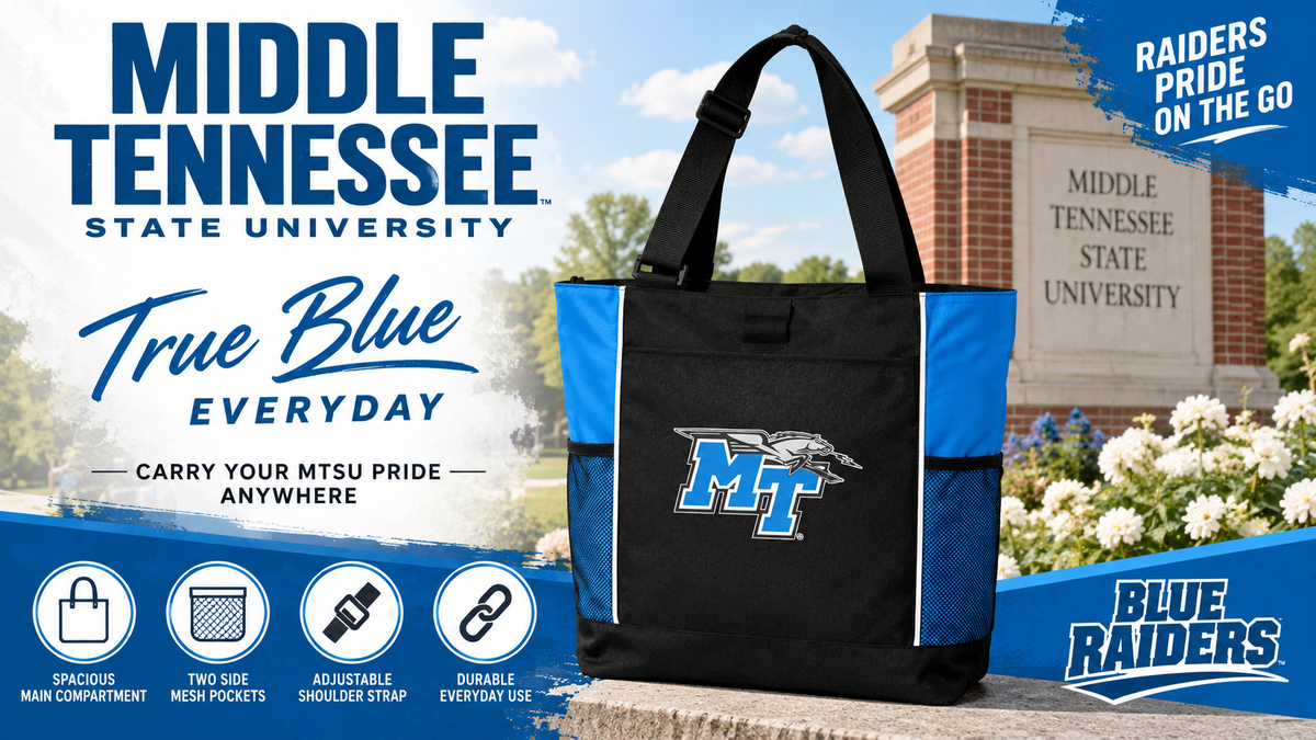 Middle Tennessee Tote Bag - MTSU Zippered Carryall Blue