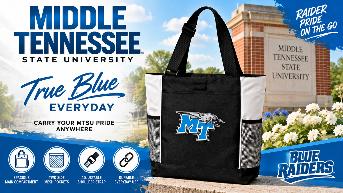 Middle Tennessee Tote Bag - MTSU Zippered Carryall White