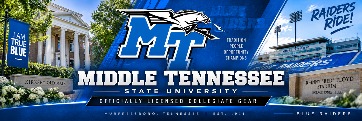Middle Tennessee Blue Raiders Laptop Backpack – Official MTSU Bookbag – 17" Laptop Sleeve, NCAA School Gear – 600D Polyester Blue