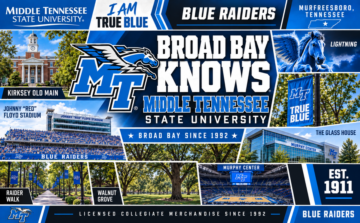 Middle Tennessee Blue Raiders Laptop Backpack – Official MTSU Bookbag – 17" Laptop Sleeve, NCAA School Gear – 600D Polyester Black