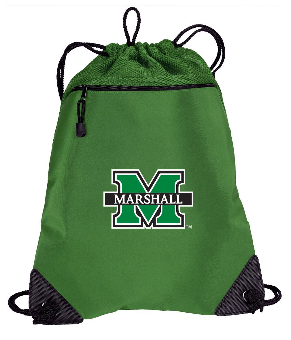 Marshall University Drawstring Backpack MU Herd Cinch Pack - Mesh & Microfiber Green