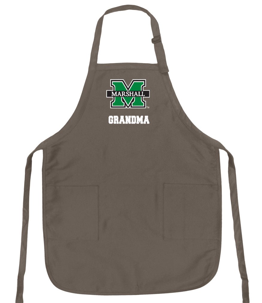 Marshall University Apron MU Herd Apron - Stain Resistant Fabric Grandma on Khaki