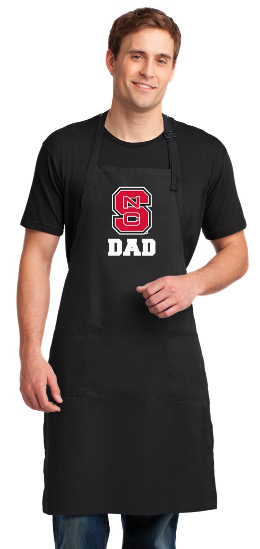 NC State Large Apron Large Size for Men or Women - Adjustable with Pockets Dad on Black