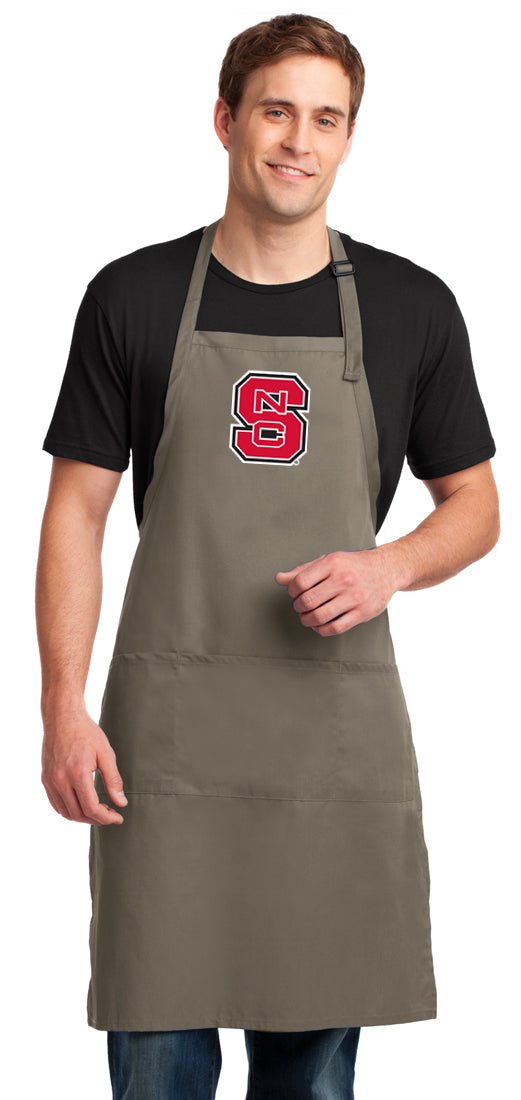 NC State Large Apron Large Size for Men or Women - Adjustable with Pockets Khaki